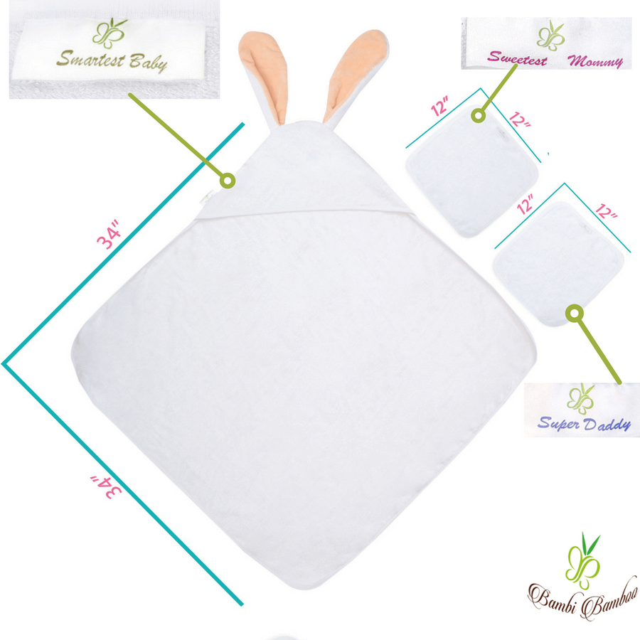 Bamboo Viscose Amber Bunny Hooded Towel & 2 Towel Combo