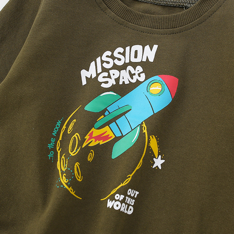 Rocket Graphic Crewneck Cotton Sweatshirt